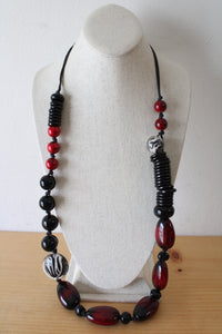 NEW Chico's Red Black & White Beaded Necklace