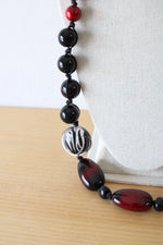 NEW Chico's Red Black & White Beaded Necklace