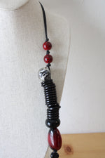 NEW Chico's Red Black & White Beaded Necklace