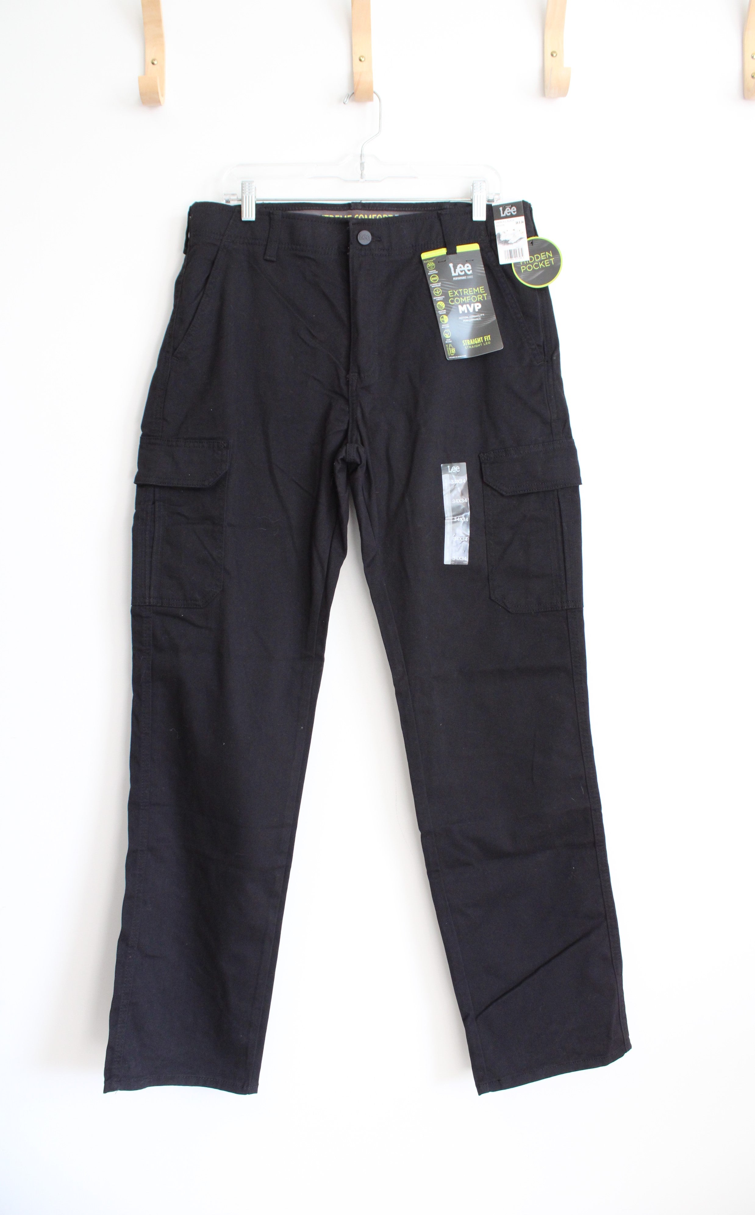 NEW Lee Straight Fit Black Cargo Pants | 34X34