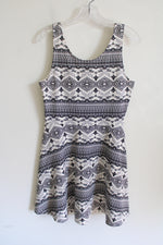 H&M Divided Black & White Aztec Skater Dress | 12