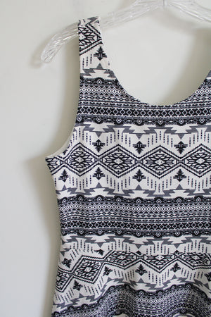 H&M Divided Black & White Aztec Skater Dress | 12