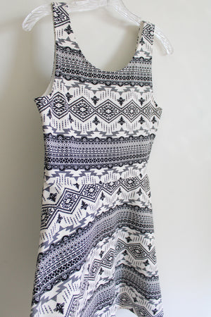 H&M Divided Black & White Aztec Skater Dress | 12