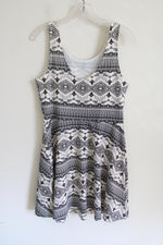 H&M Divided Black & White Aztec Skater Dress | 12