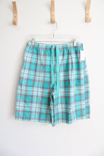 NEW Nautica Blue & Brown Plaid Cotton Sleep Shorts | L