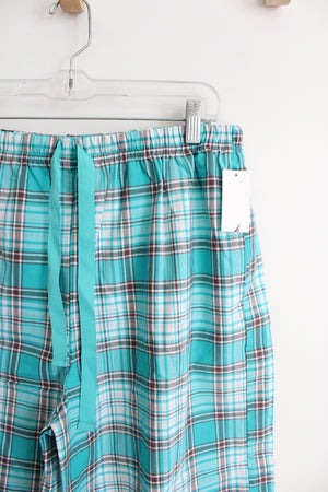 NEW Nautica Blue & Brown Plaid Cotton Sleep Shorts | L