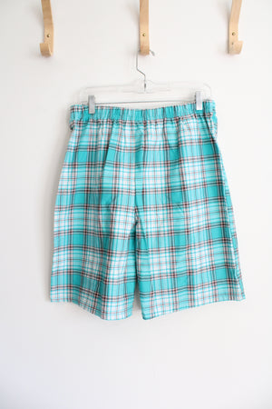 NEW Nautica Blue & Brown Plaid Cotton Sleep Shorts | L