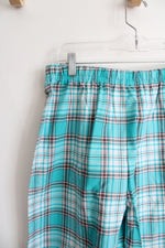 NEW Nautica Blue & Brown Plaid Cotton Sleep Shorts | L