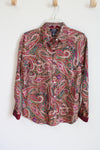 Chaps Pink Paisley Button Down Shirt | M