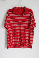 St. John's Bay Red Striped Polo Shirt | L