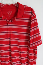 St. John's Bay Red Striped Polo Shirt | L