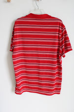 St. John's Bay Red Striped Polo Shirt | L