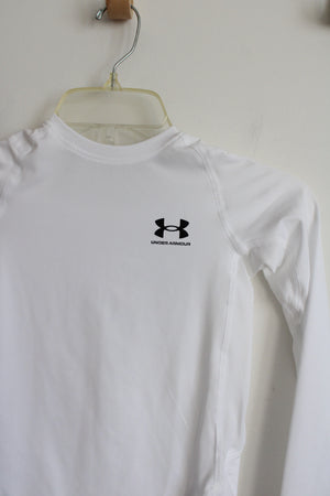 NEW Under Armour White Fitted Long Sleeved Shirt | Youth S (8)