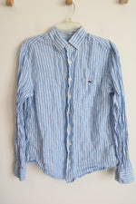 Vineyard Vines Classic Fit Tucker Linen Blue Striped Button Down Shirt | M