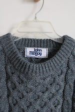 John Molloy Donegal Ireland Blue Cable Knit Wool Sweater | 2XL