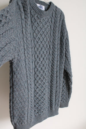 John Molloy Donegal Ireland Blue Cable Knit Wool Sweater | 2XL