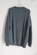 John Molloy Donegal Ireland Blue Cable Knit Wool Sweater | 2XL