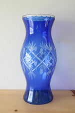 Czech Bohemian Crystal Cobalt Blue Glass Hurricane Globe