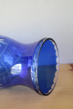 Czech Bohemian Crystal Cobalt Blue Glass Hurricane Globe