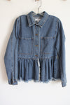 Mudpie Denim Peplum Button Down Babydoll Shirt Jacket | S