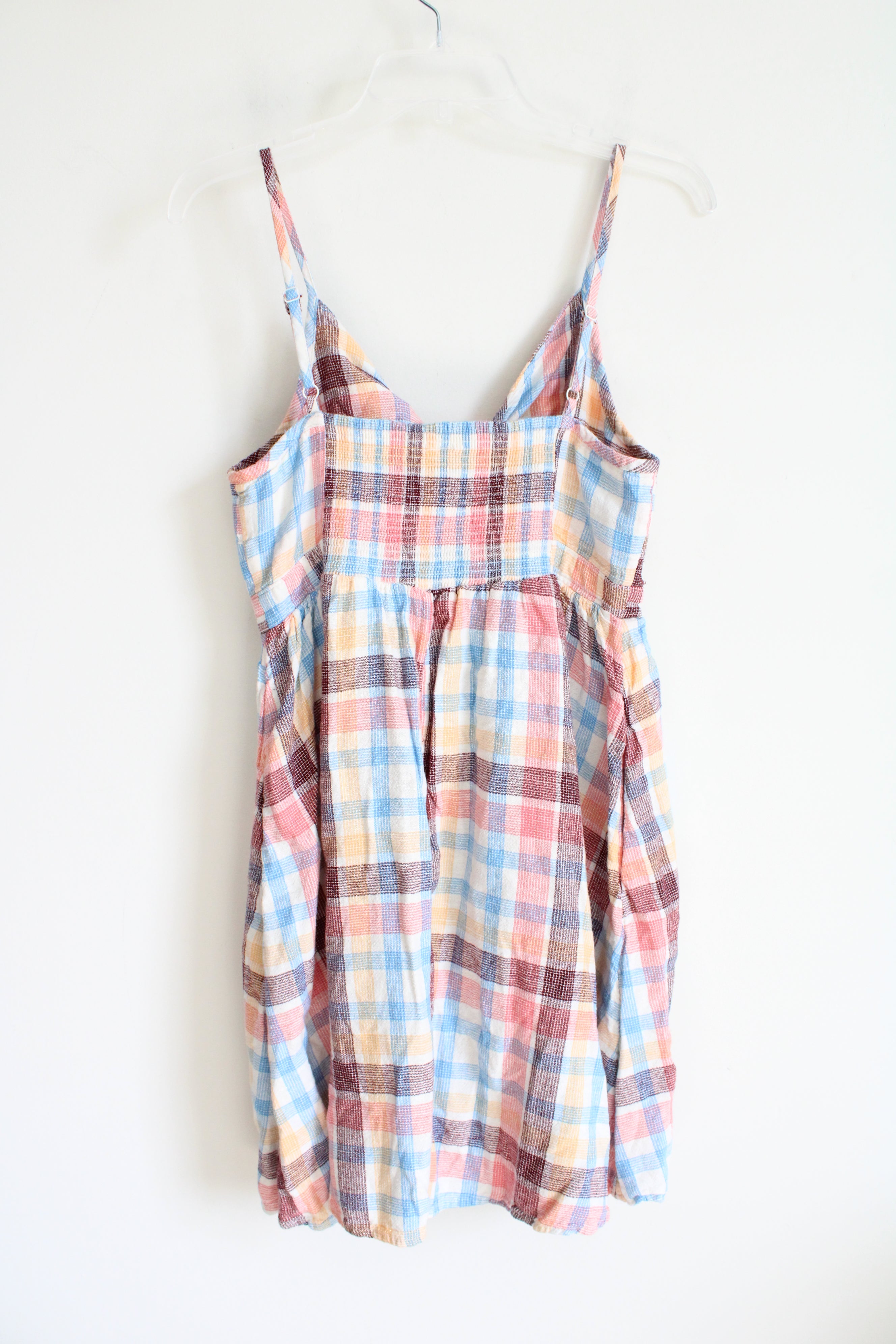 Old Navy Multi-Colored Plaid Tied Front Linen Blend Dress | M