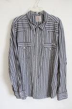 Lucky Brand Gray White Pearl Snap Button Down Shirt | XXL