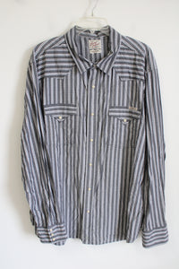 Lucky Brand Gray White Pearl Snap Button Down Shirt | XXL