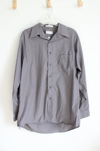 Van Heusen Gray Long Sleeved Button Down Shirt | L (16.5-34/35)