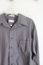 Van Heusen Gray Long Sleeved Button Down Shirt | L (16.5-34/35)