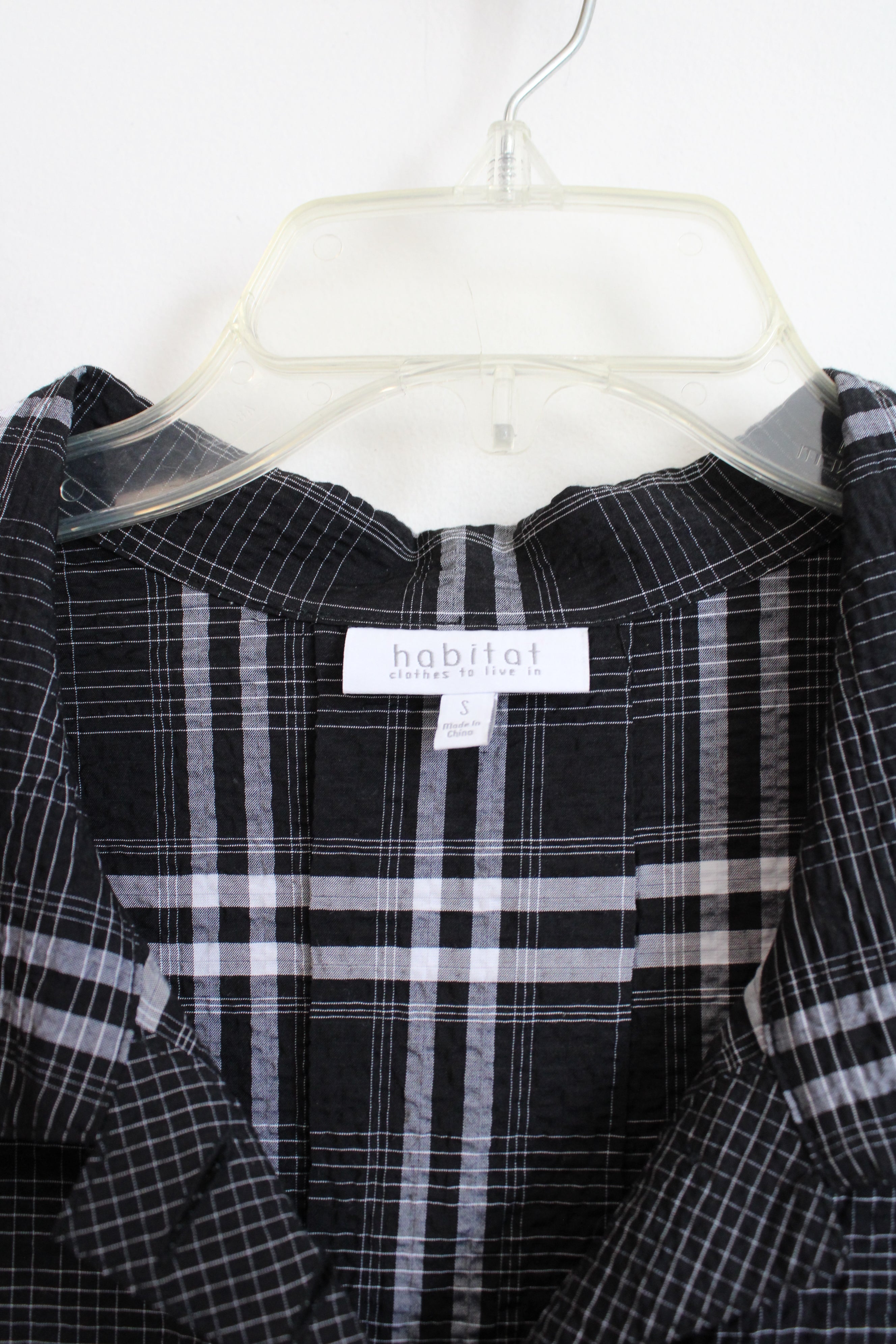 Habitat Clothes To Live In Black Plaid Lightweight Top | S