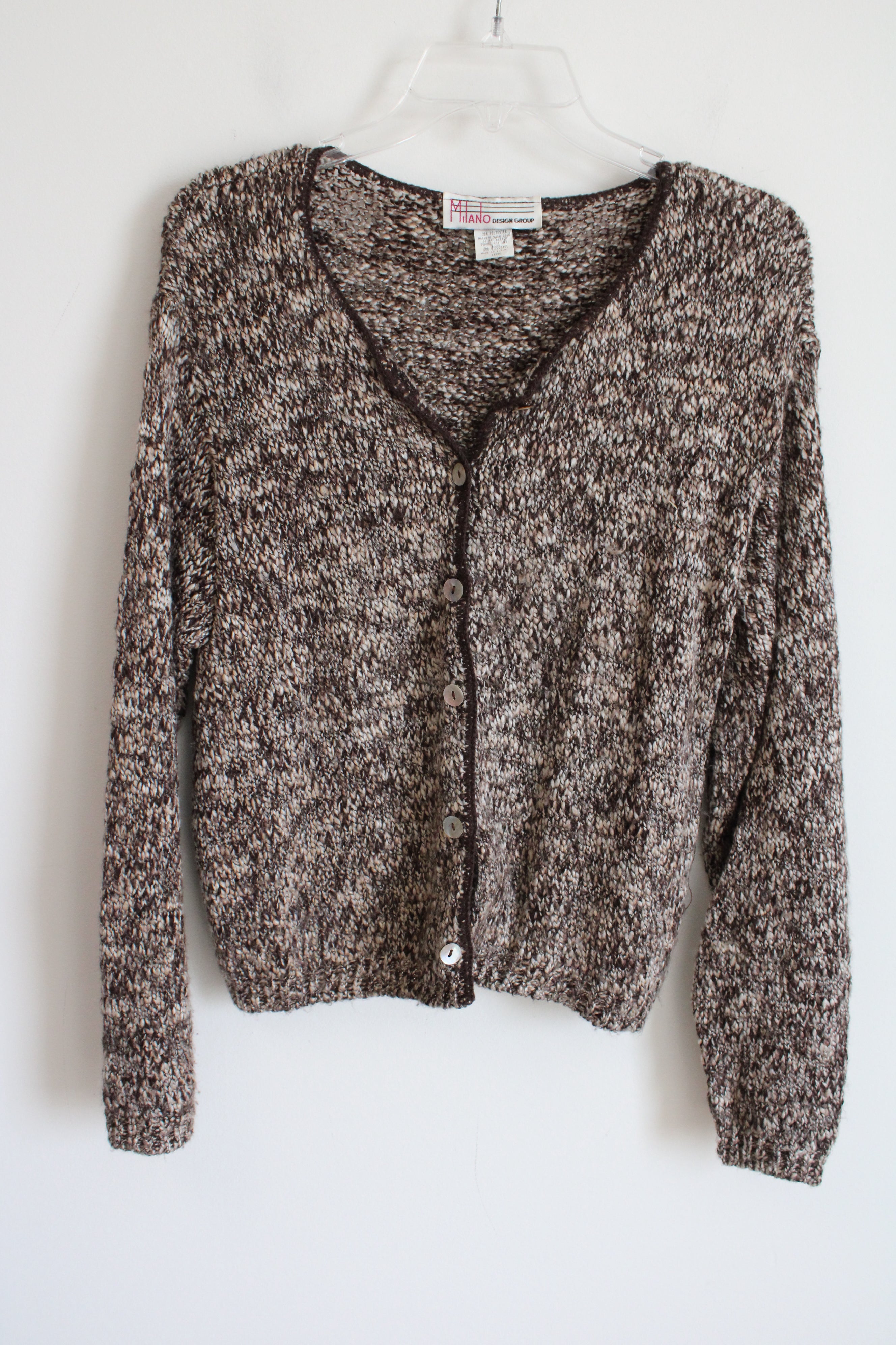 Milano Brown Knit Cardigan Sweater | L