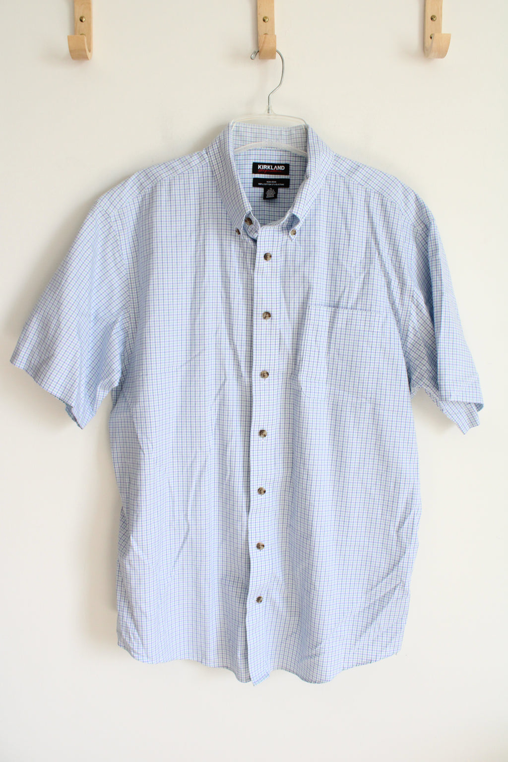 Kirkland Blue & Green Plaid Short Sleeved Button Down Shirt | XL