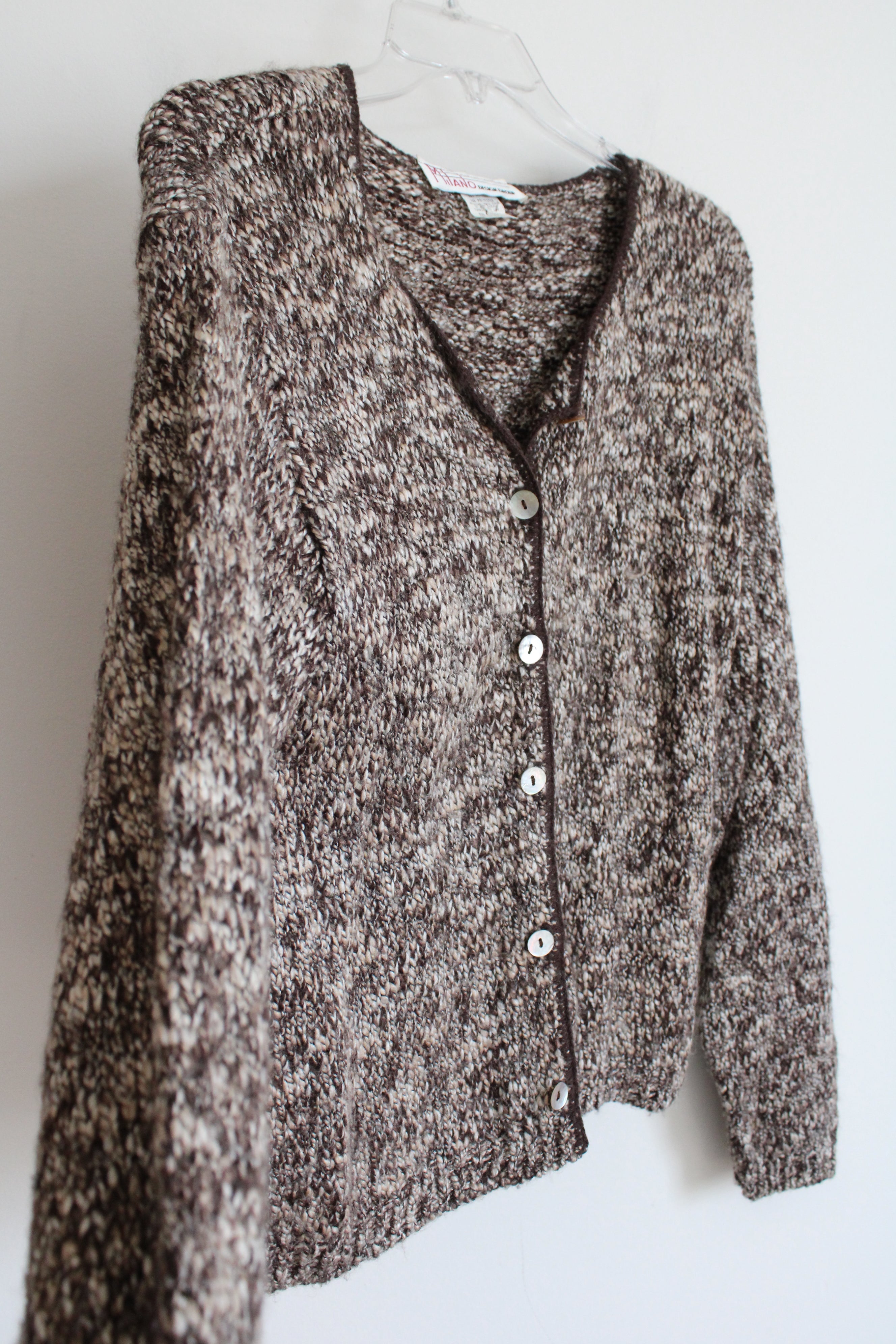 Milano Brown Knit Cardigan Sweater | L