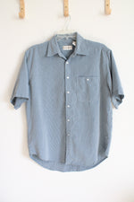 Sedgefield Blue & Gray Plaid Short Sleeved Button Down Shirt | L