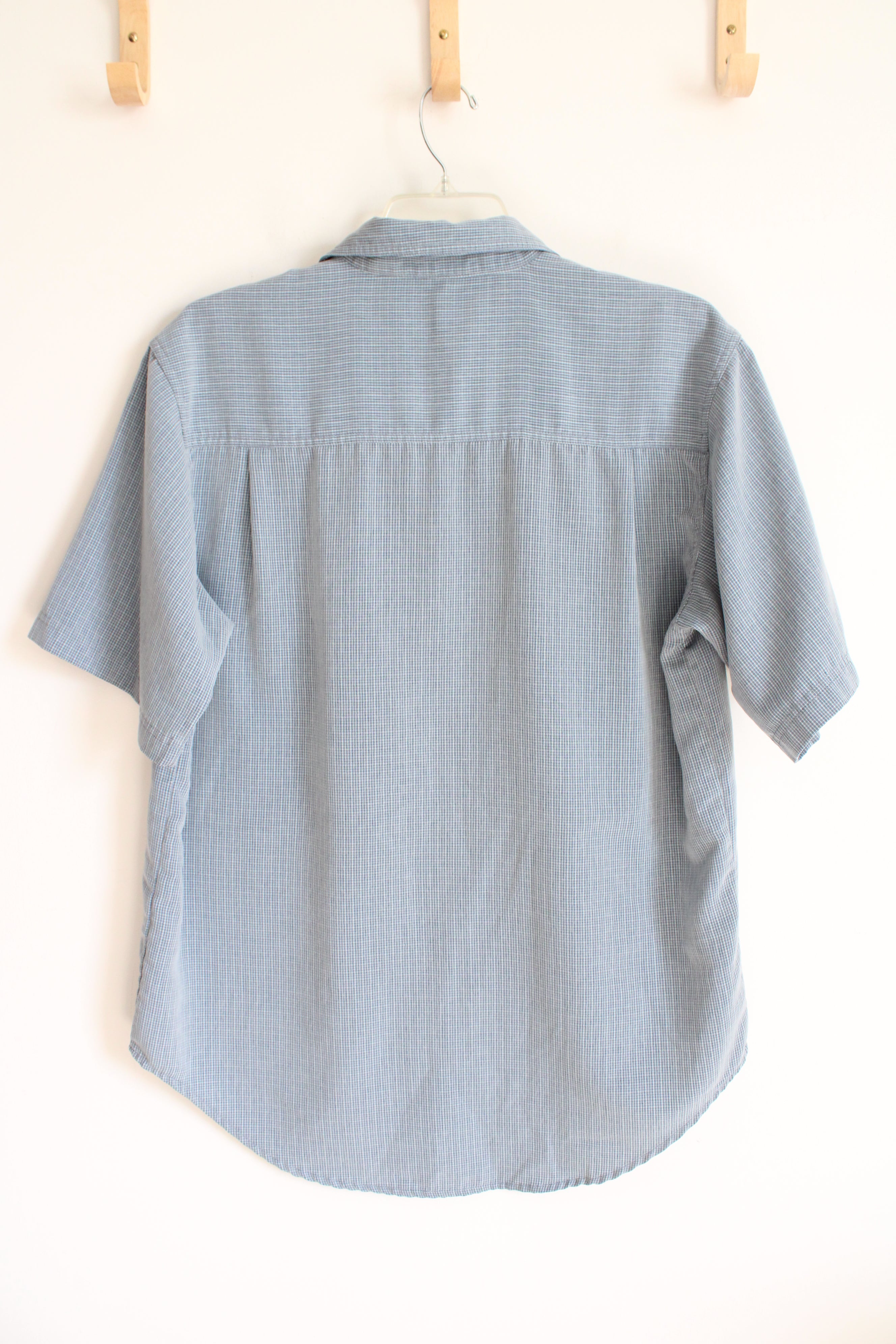 Sedgefield Blue & Gray Plaid Short Sleeved Button Down Shirt | L