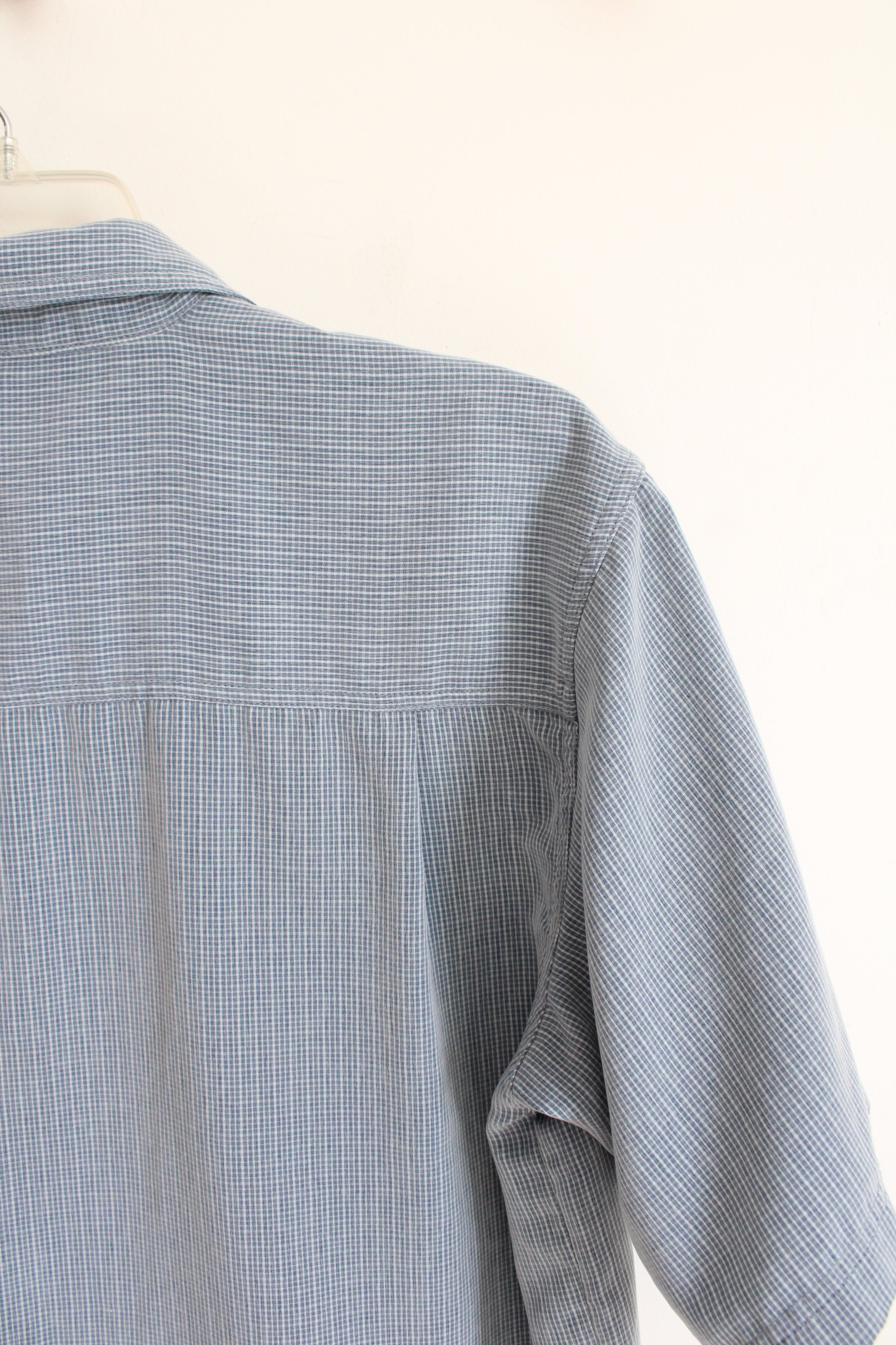 Sedgefield Blue & Gray Plaid Short Sleeved Button Down Shirt | L