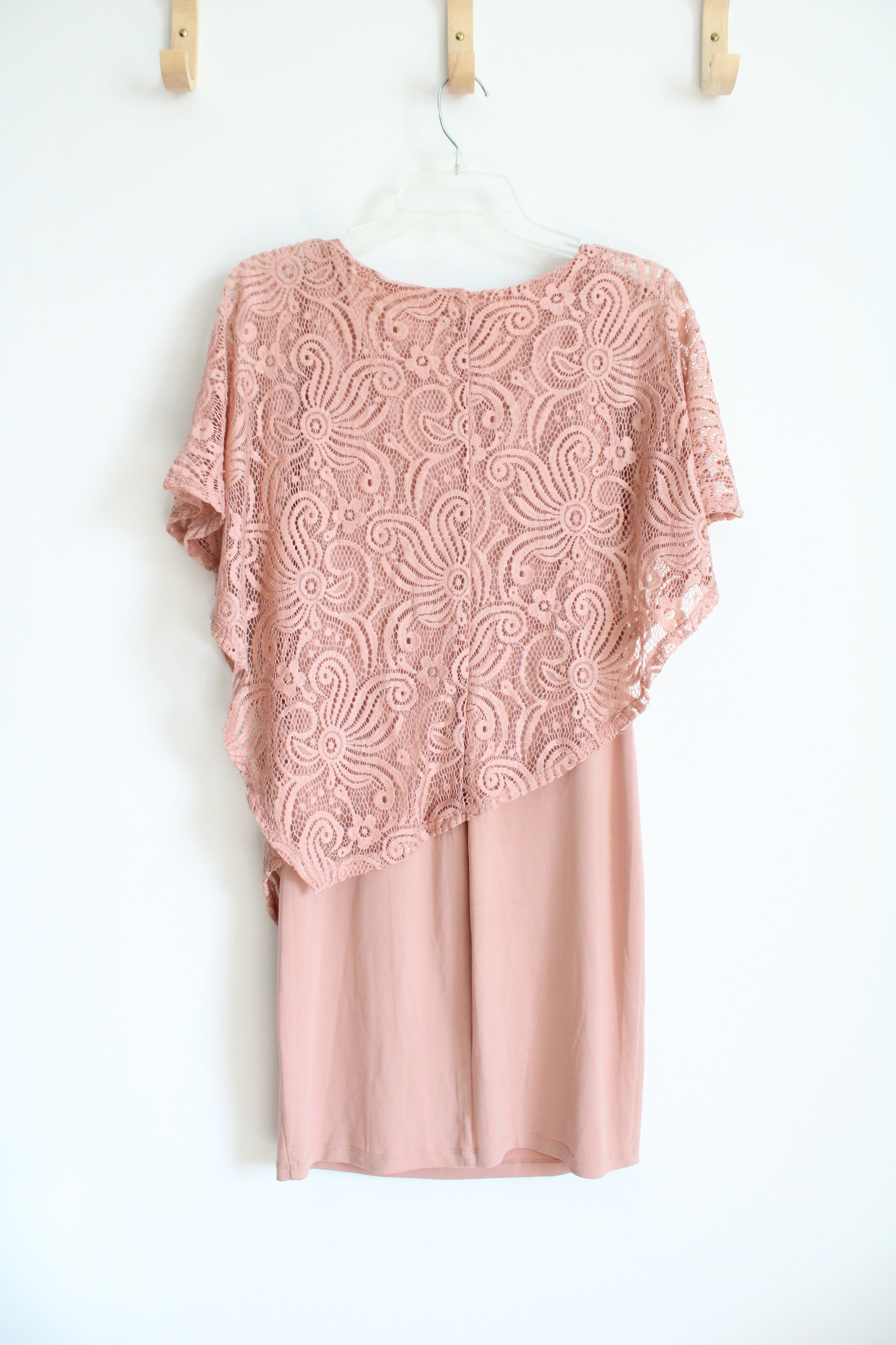 En Focus Studio Lace Poncho Overlay Pink Dress | 4