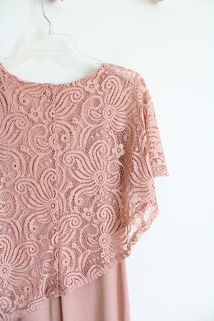 En Focus Studio Lace Poncho Overlay Pink Dress | 4