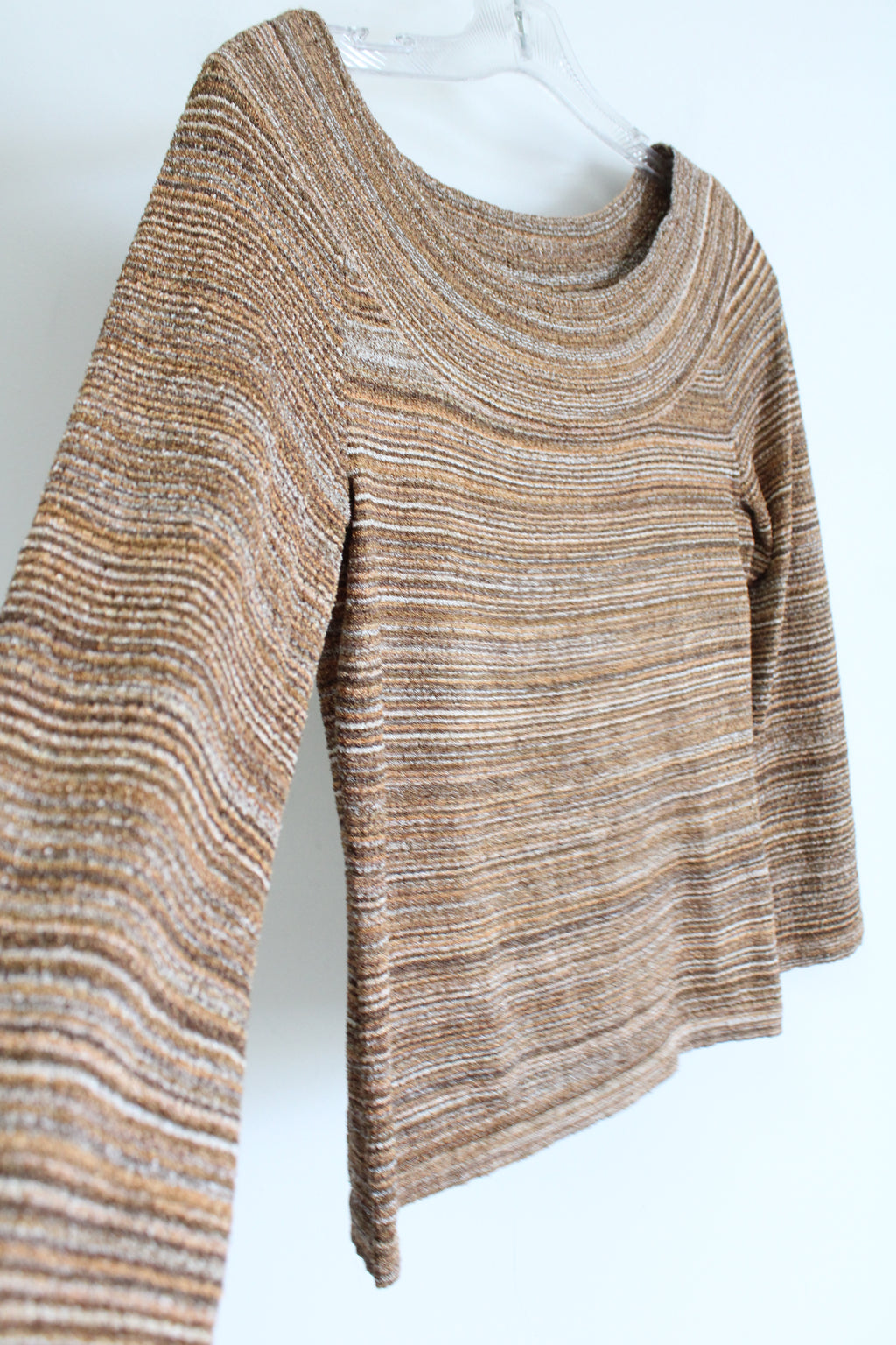 Nine & Company Brown Striped Textured Long Sleeved Top | M