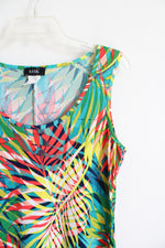 MSK Bright Multi-Colored Leaf Patterned Dress | L