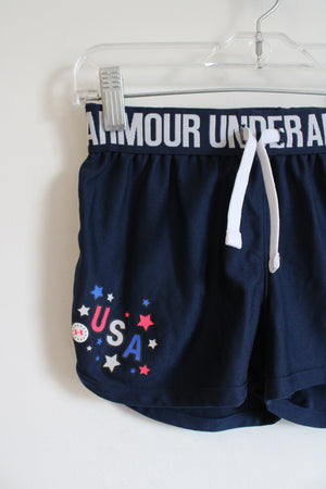 Under Armour Navy USA Athletic Shorts | Youth S (8)