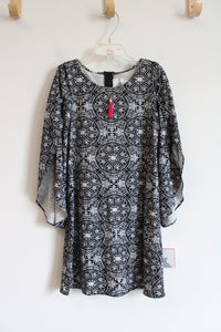 NEW Rare Editions Black & White Patterned Open Sleeved Dress & Necklace | Youth 7