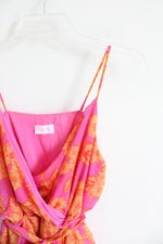 Pink Lily Orange Floral Pink Dress | S