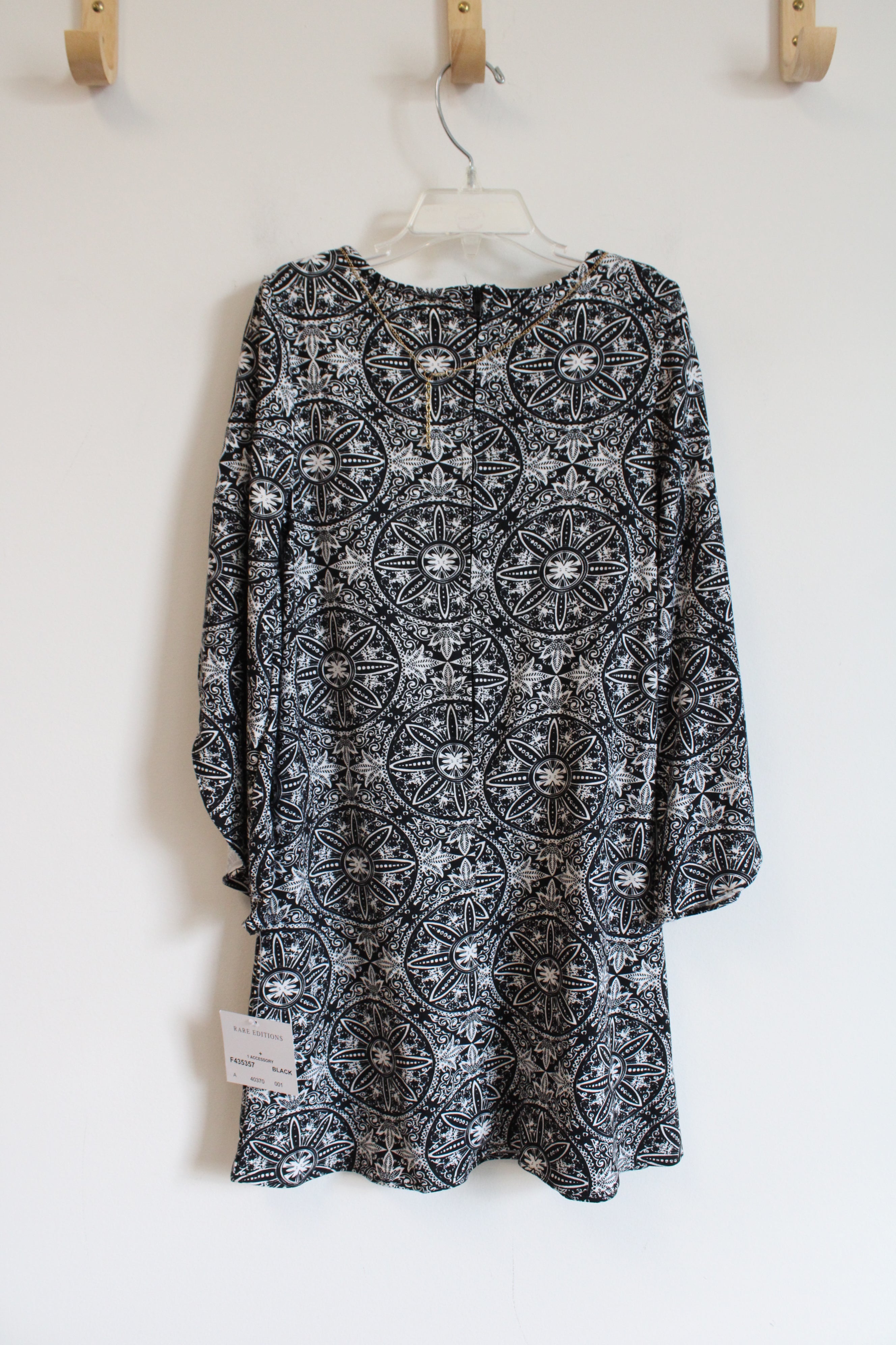 NEW Rare Editions Black & White Patterned Open Sleeved Dress & Necklace | Youth 7