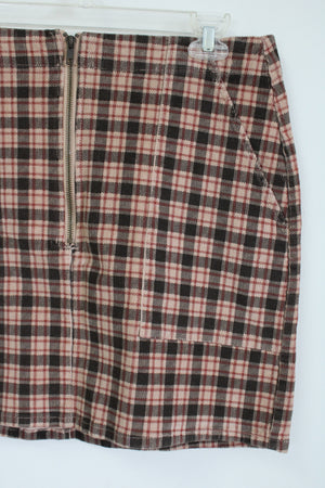 Wild Fable Brown Pink Plaid Mini Skirt | 12