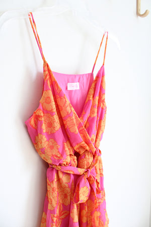 Pink Lily Orange Floral Pink Dress | S