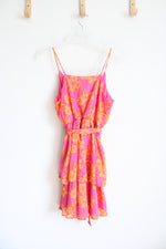 Pink Lily Orange Floral Pink Dress | S