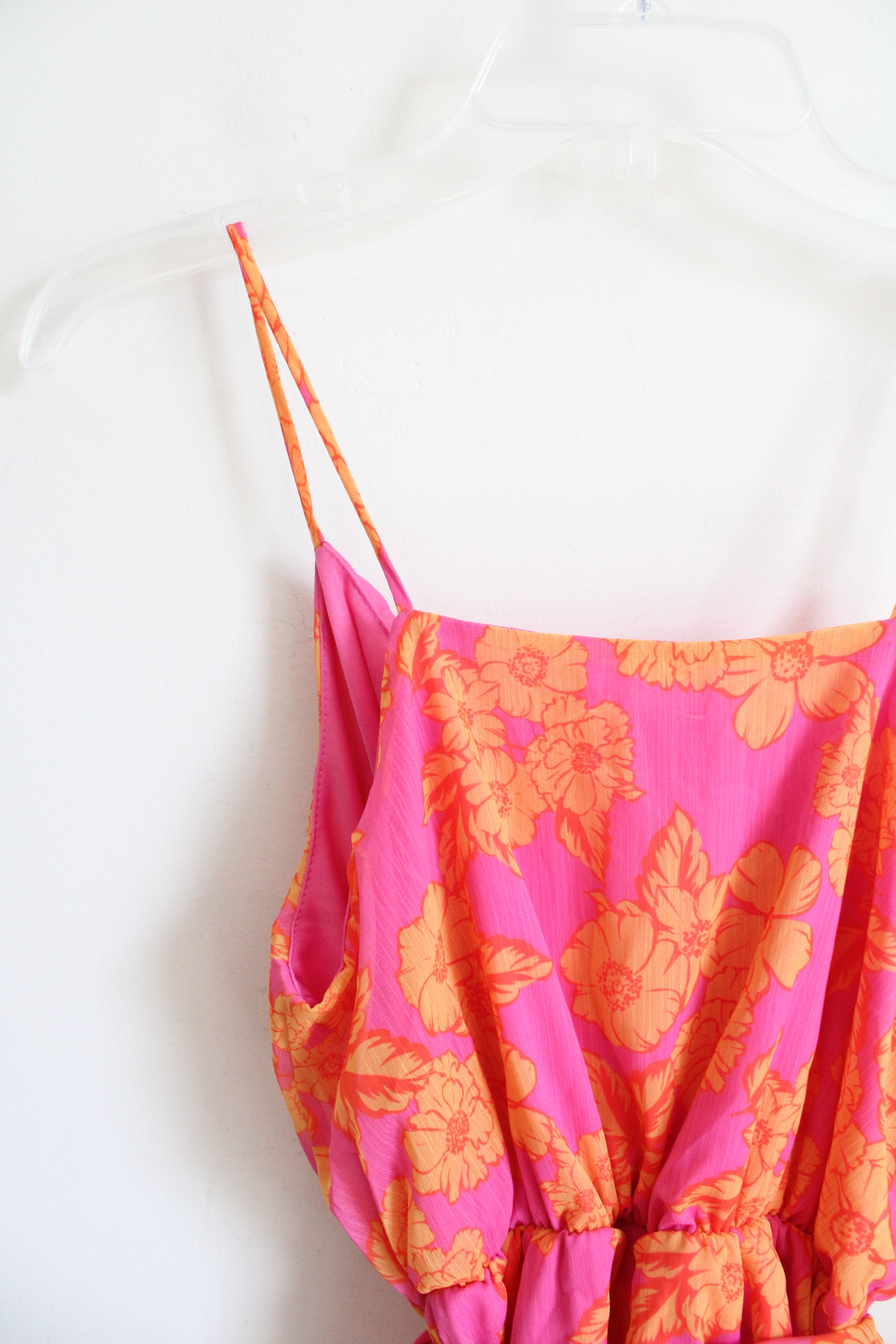 Pink Lily Orange Floral Pink Dress | S