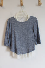 NEW Beautees Blue Shimmer Sweater & Cream Lace Tank Layered Top Set | Youth S (8)