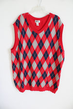 KingSize Red Blue Argyle Knit Sweater Vest | 4XL